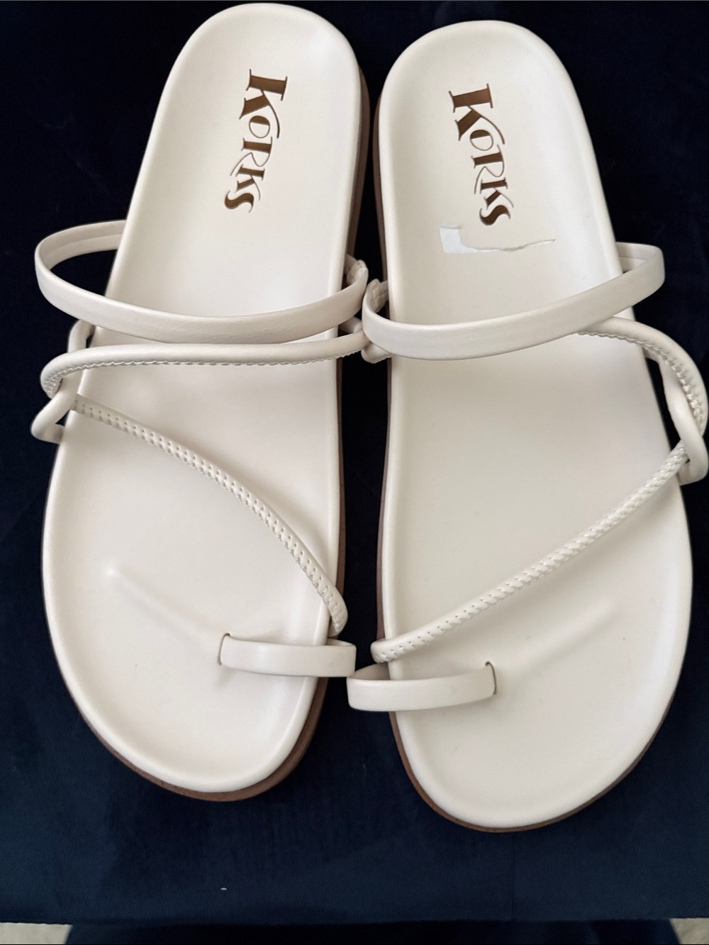 Kork-Ease Women's Cream Minimal Strappy Toe-Loop Sandals
